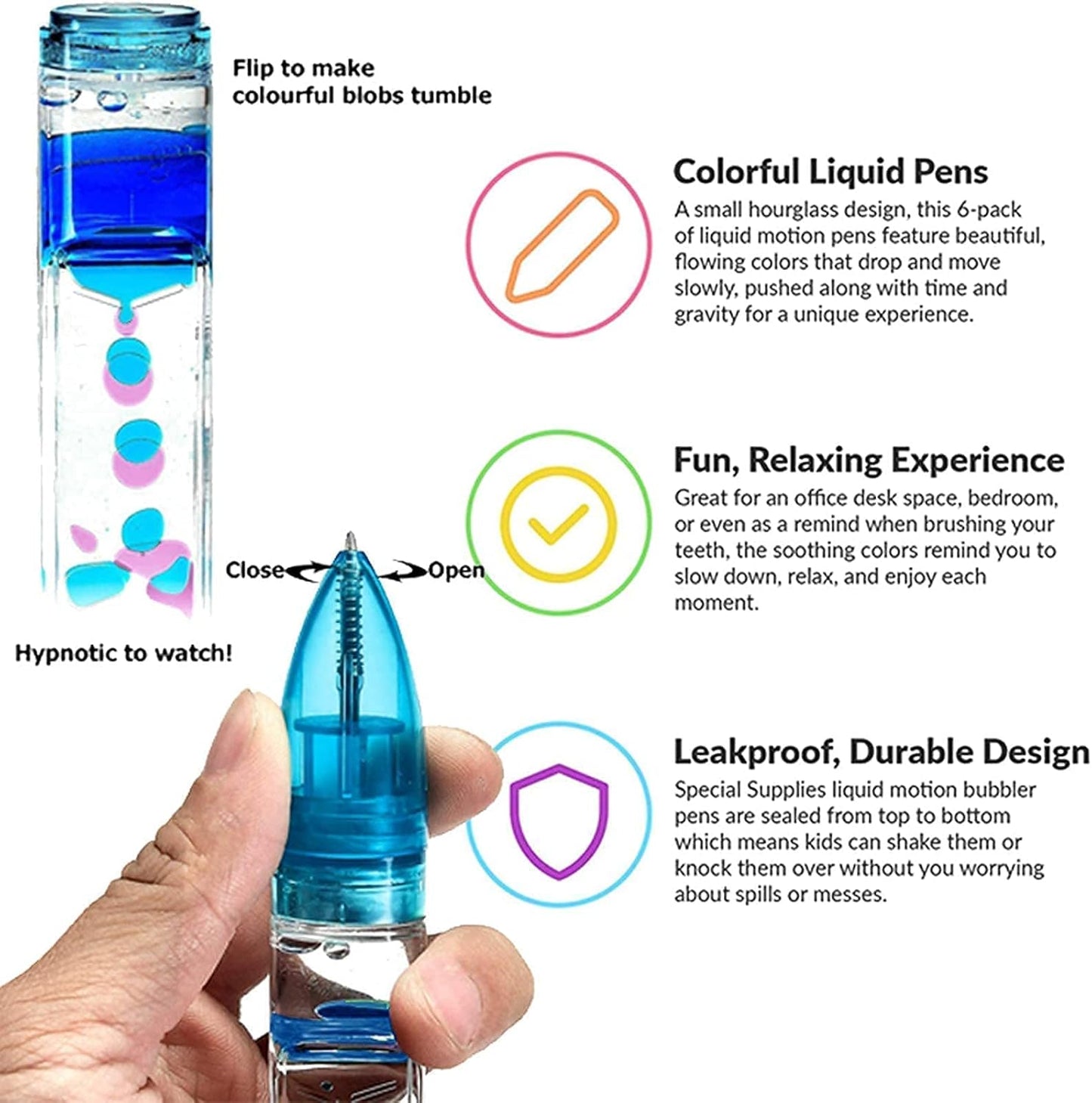 Liquid Motion Bubbler Set Sensory Toys for Kids and Adults - Colorful Liquid Motion Timer Pens Fidget Toys,for Stress and Anxiety Relief Office Desk Novelty Toys