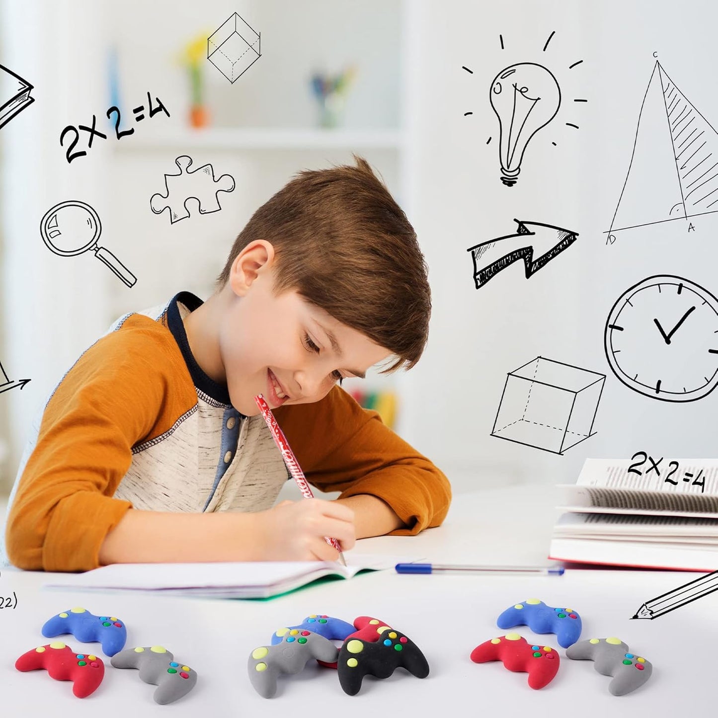 32 Pieces Game Controller Erasers Bulk Latex-Free Soft Erasers Pencil Erasers for Kids Teachers and School and Office Supplies