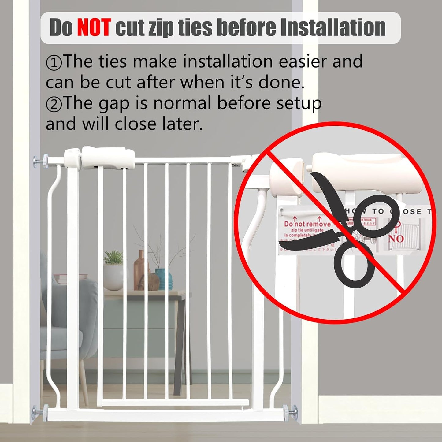 Extra Wide Baby Gate, 52.7-57.5 Inch, Large Walk Through, White Metal, Pressure Mounted, Long Safety Dog Gate for House Doorways & Stairs, 30 Inch Tall