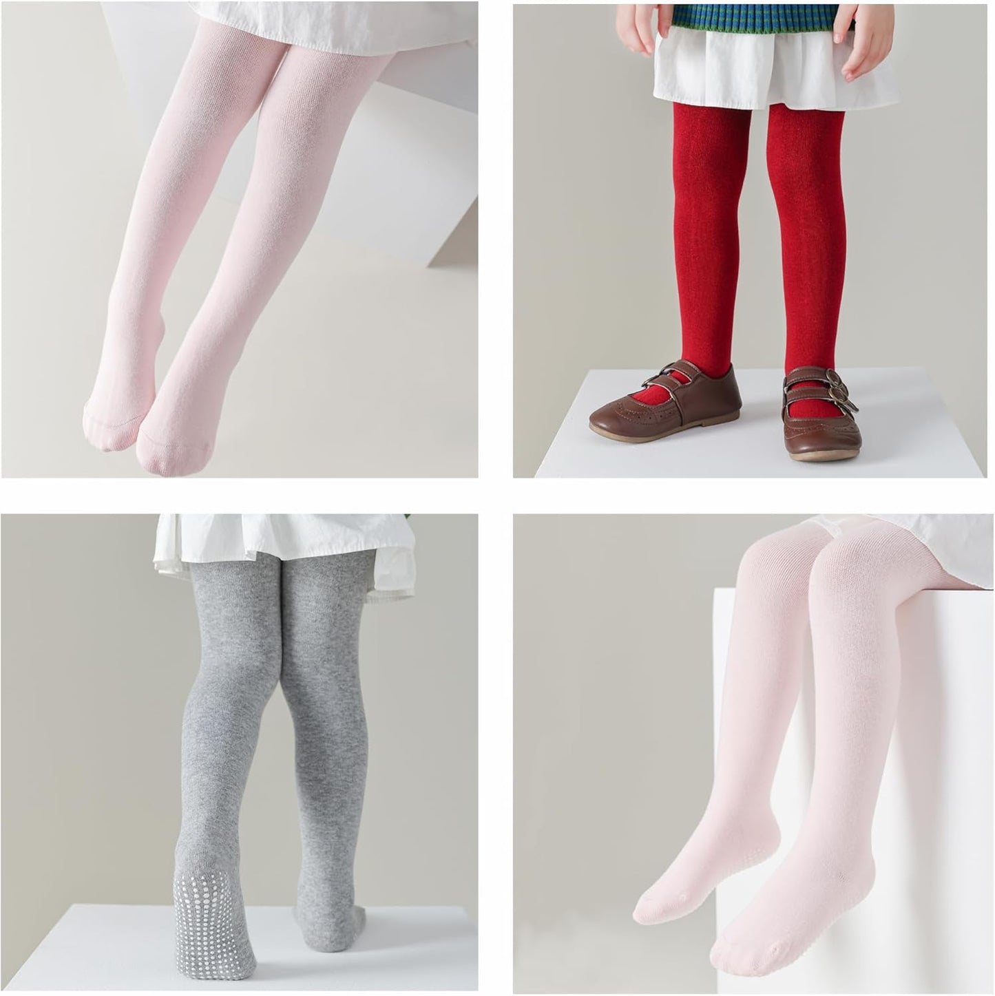 Marchare Baby Girls Tights Thick Cotton Solid Leggings Winter Warm Stockings With Non Slip Grips