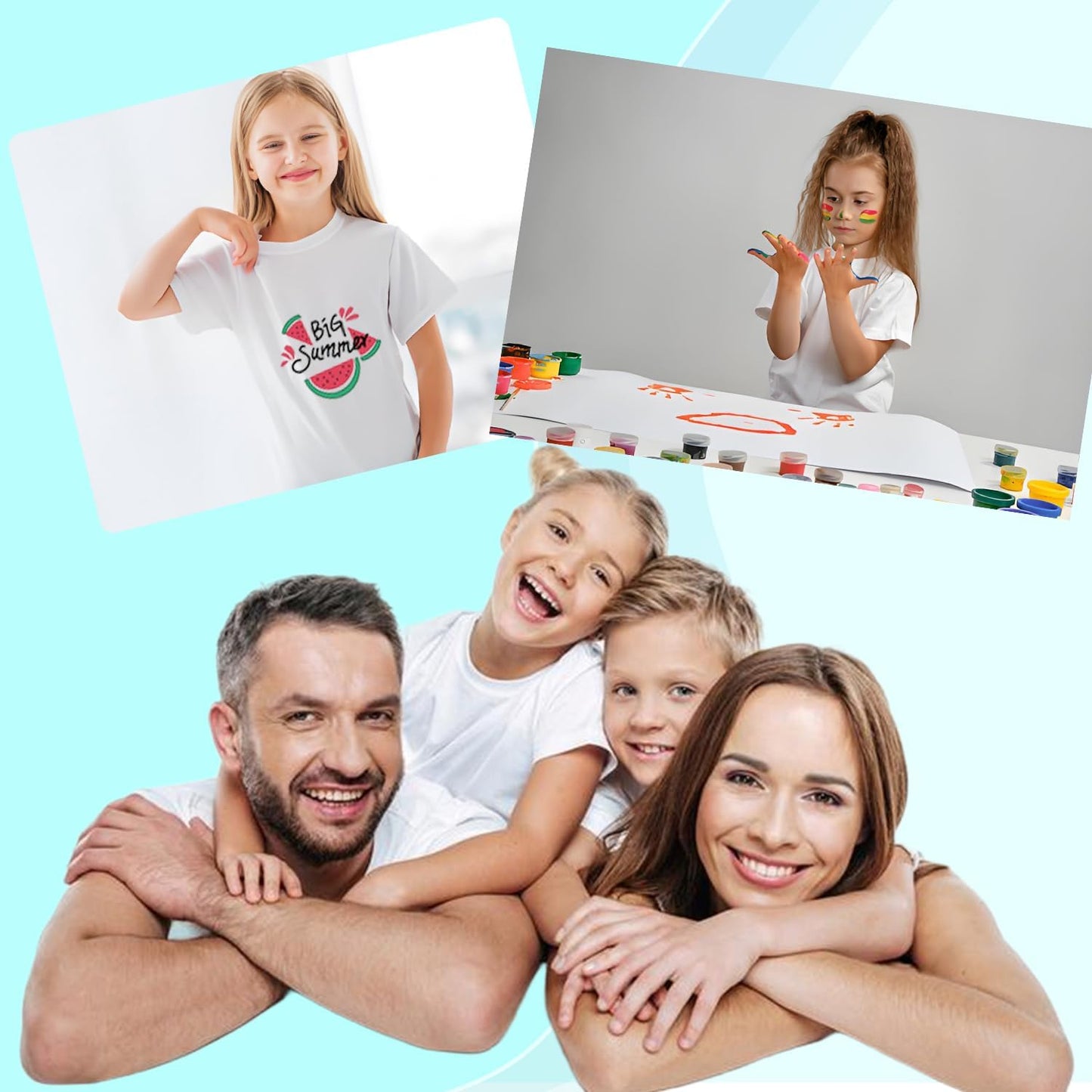 5 PCS Sublimation T-Shirt Blank for Toddler,White Polyester Crew Neck Short Sleeve T-Shirts for Kids