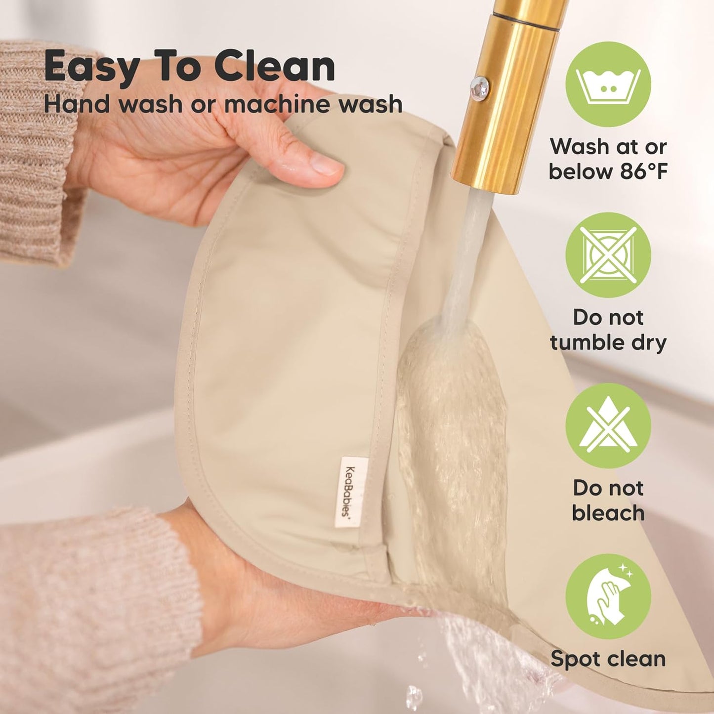 3-Pack Waterproof Baby Bibs for Eating - Lightweight Toddler Feeding Bibs with Large Food Catcher, Mess Proof, Food-Grade Baby Eating Essentials, Easy to Put On & Clean (Jade)