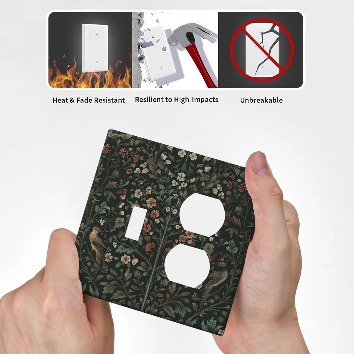 Wallplates Vintage Morris Colorful Flower Green Leaf 1 Toggle 1 Duplex Switch Plate Electrical Gfci Faceplate Decorative Light Switch Covers For Bed Room Living Room Decor