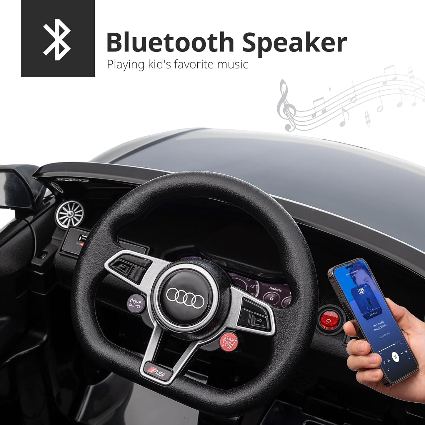 Kids Electric Car, Licensed Audi 6V Kids Ride on Toy Car for Toddlers with Remote - Black