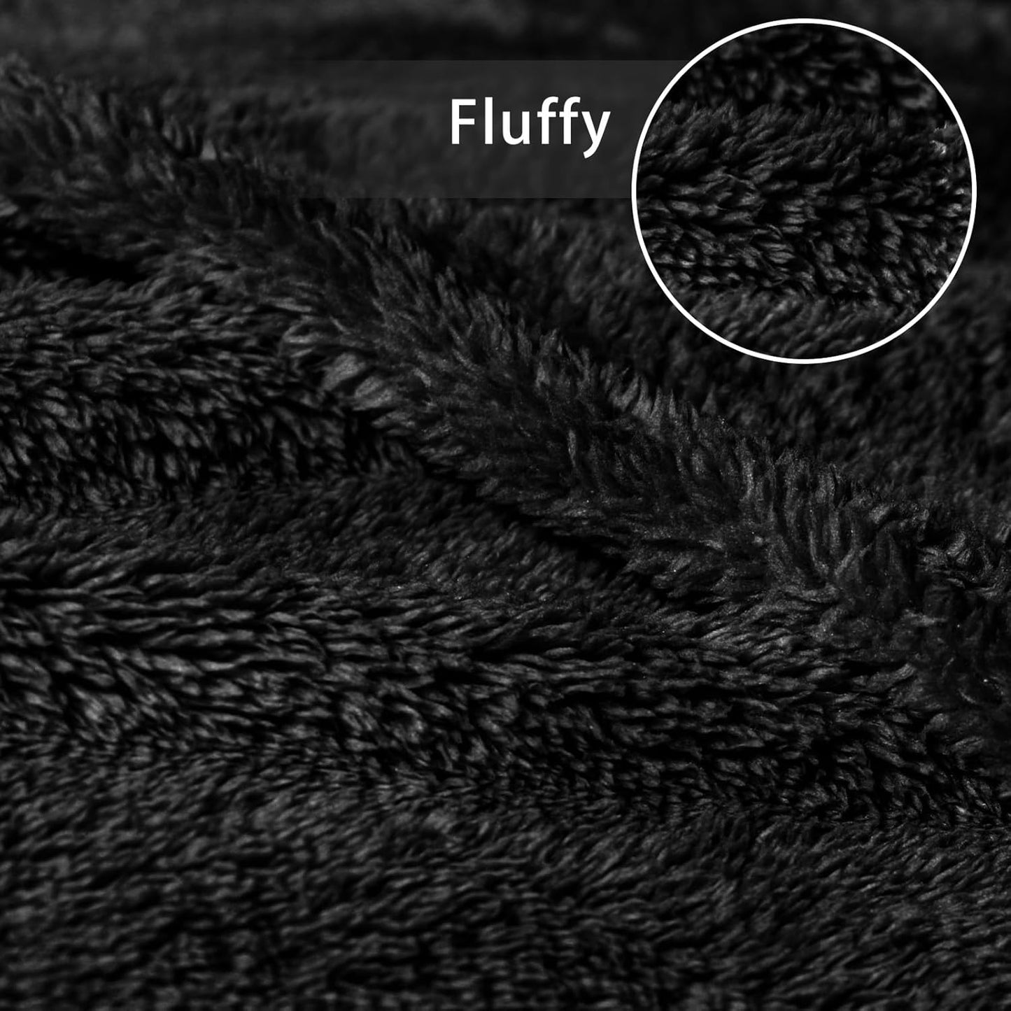 Exclusivo Mezcla Queen Size Flannel Fleece Blanket, Super Soft Velvet Plush Bed Blanket, Fuzzy Cozy and Warm for All Seasons, 90x90 Inches, Black