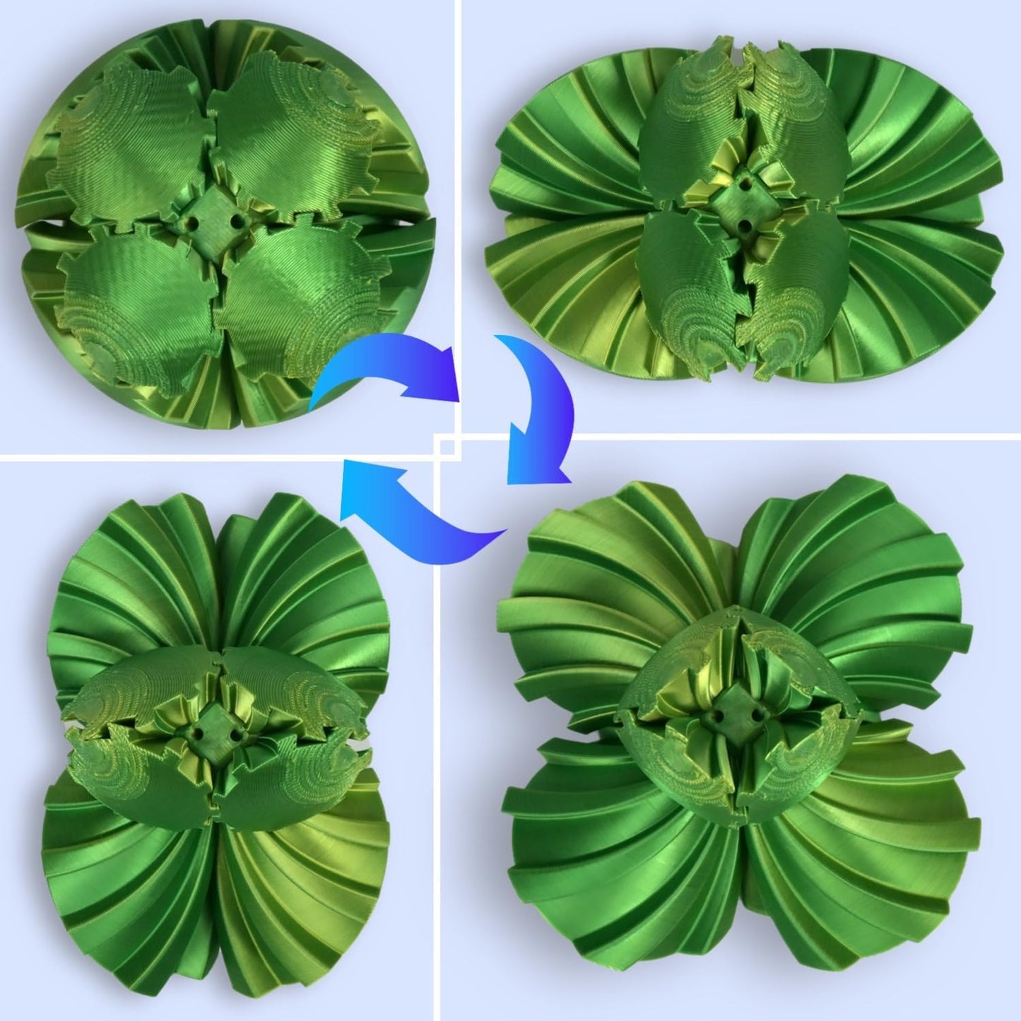 3D Printed Gear Ball, Gear Sphere Fidget Toy Stress Relif Toy for ADHD, Anxiety Relaxing Toy for Adults at Work/Study/Travel, Twisted Yellow-Green