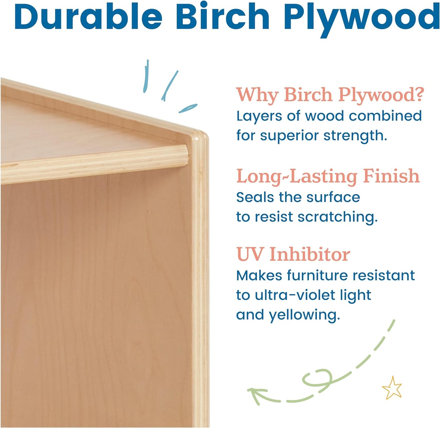 ECR4Kids Reach-Up Step Stool with Handles, Kids Furniture, Natural