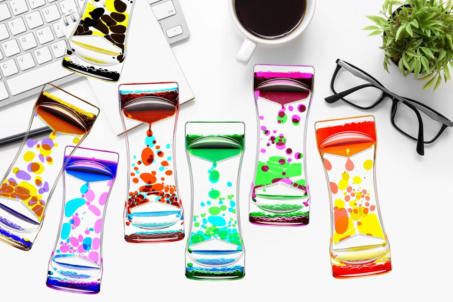 Black Yellow Liquid Motion Bubbler Timer Set of 1, Fidget Timers for Sensory Toys, Oil Water Office Desk Toys for Autism Toys, Relaxing Activity, Christmas Stocking Filler Gift