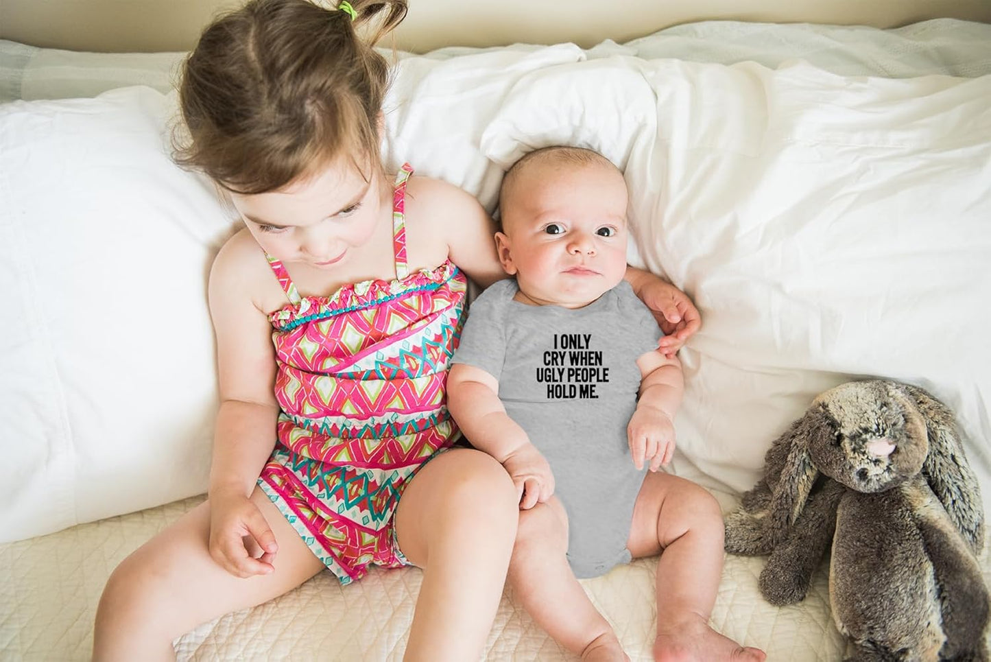 AW Fashions I Only Cry When Ugly People Hold Me Baby Bodysuit Funny Cute Baby Girl or Boy Outfit Romper