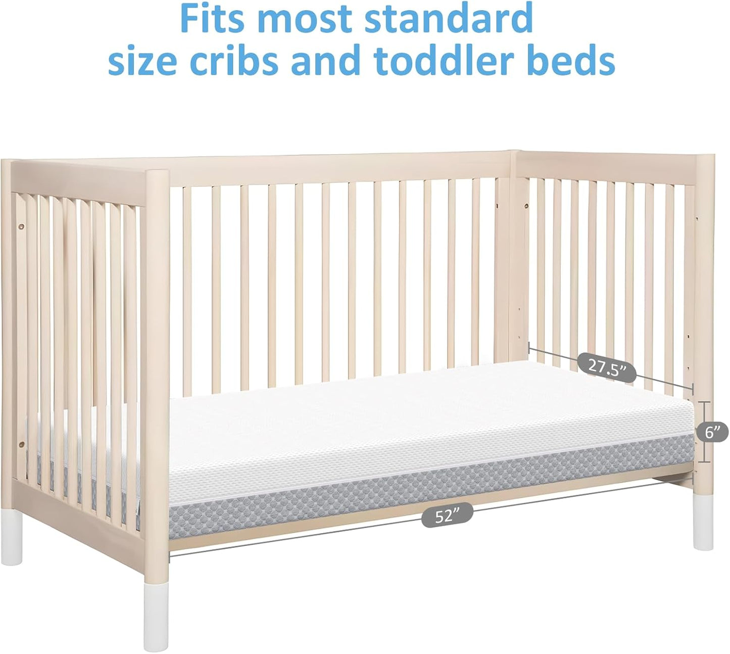 Crib Mattress, Dual Sided Comfort Memory Foam Toddler Bed Mattress, Triple-Layer Breathable Premium Baby Mattress for Infant and Toddler w/Removable Outer Cover - White&Grey