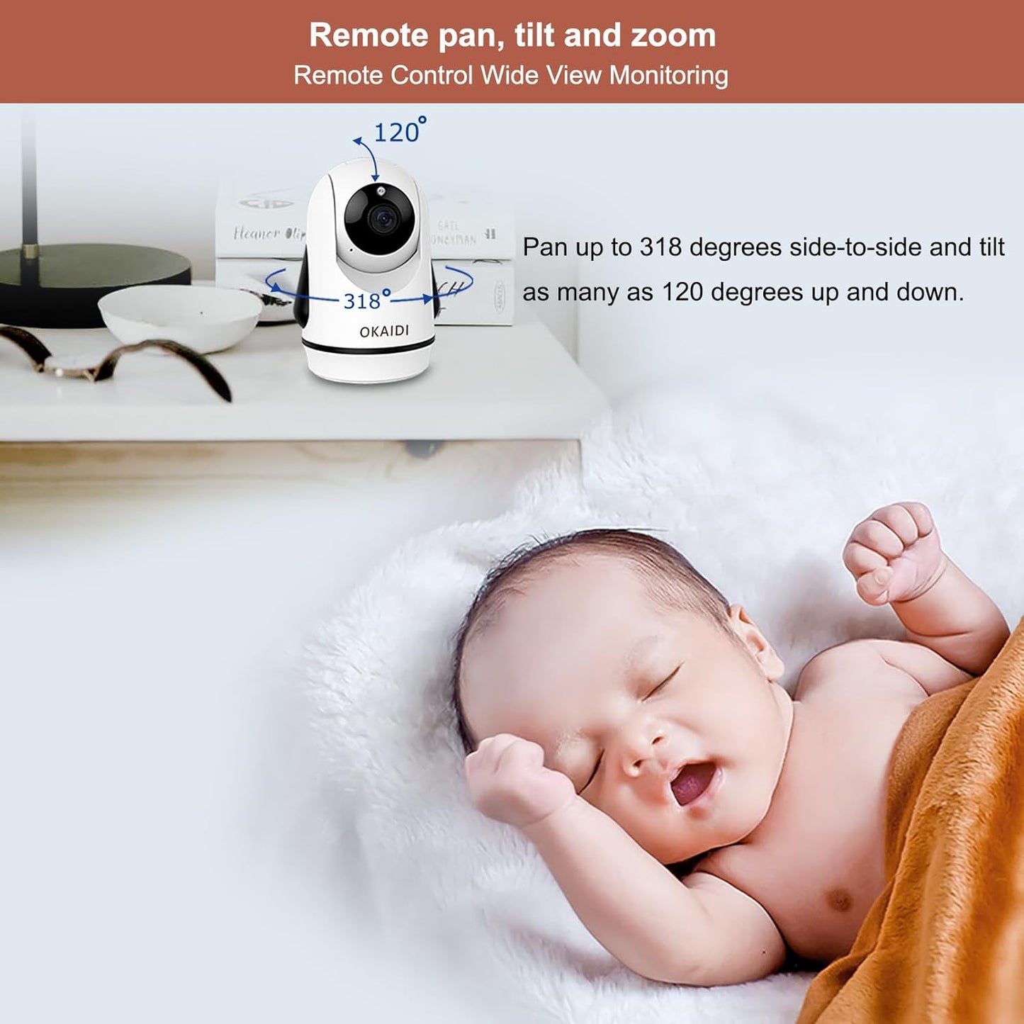 Video Baby Monitor with 2 Cameras, 5" Display Baby Monitor No WiFi, 30H Battery and 1000ft Range, Remote Pan-Tilt-Zoom Baby Camera, 2-Way Talk, 8 Lullabies, for Baby Pet Elderly
