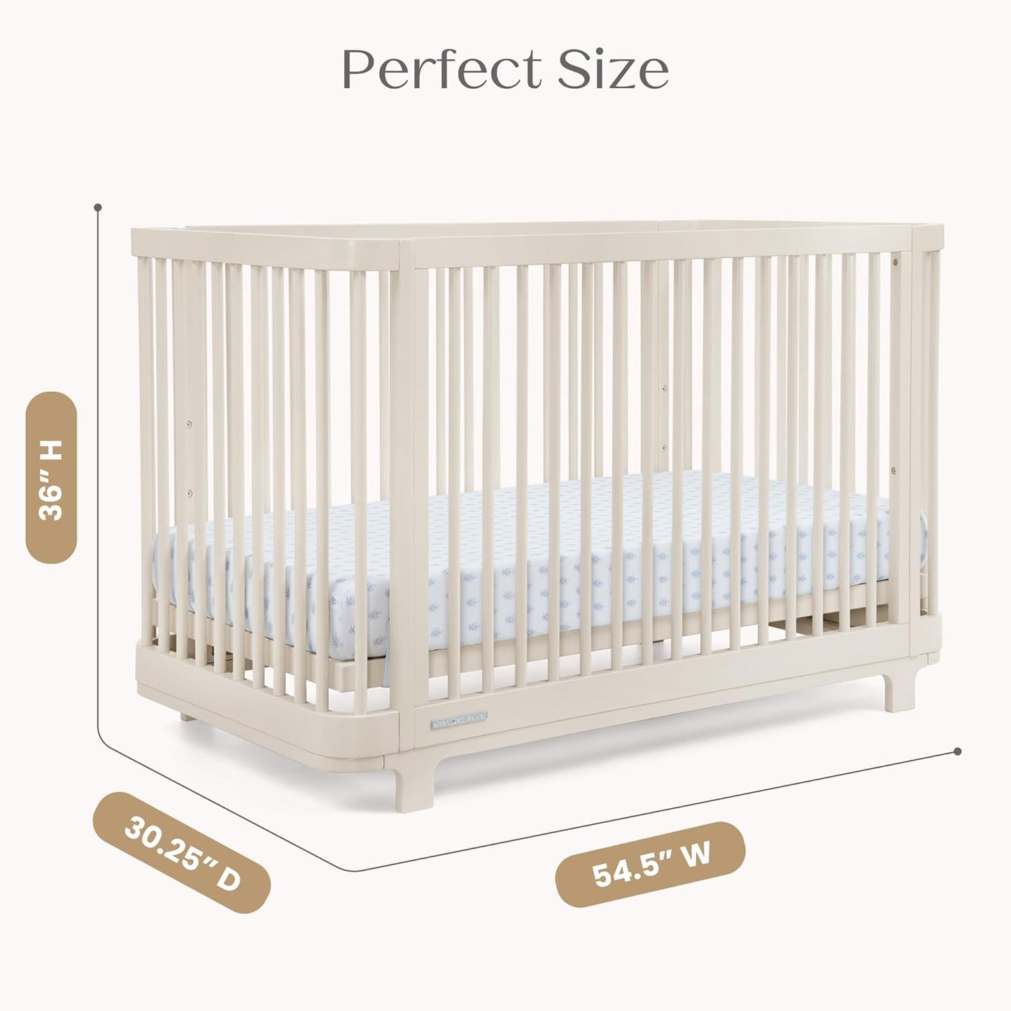 Delta Children Nest 4-in-1 Convertible Crib - Greenguard Gold Certified, Soft Beige