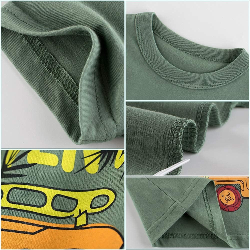 Boys' 4-Pack Excavator Short Sleeve Crewneck T-Shirts Top Tee Size 2-7 Years Toddler Boys' Value Pack Cotton T-Shirt