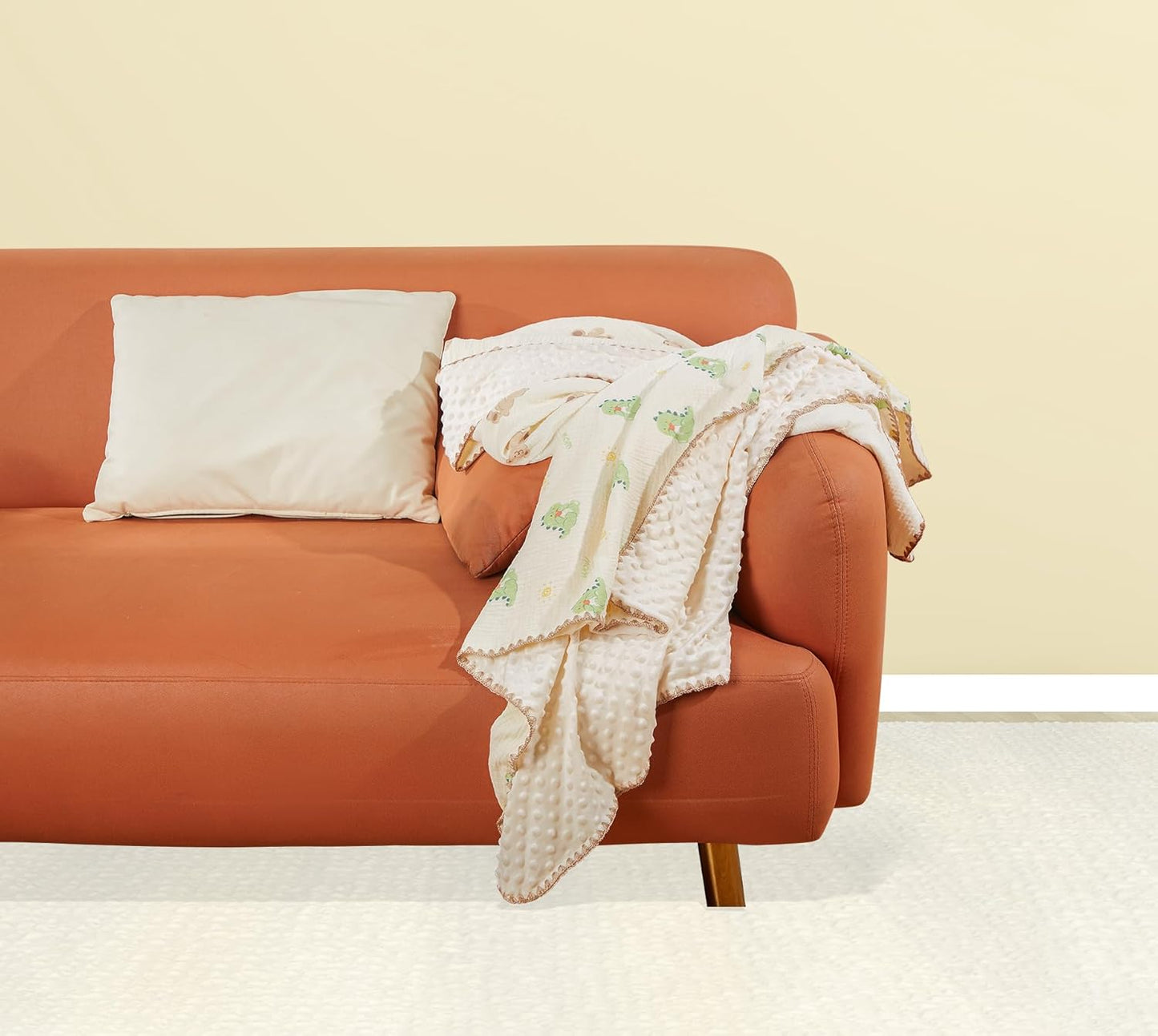 Baby Blanket Double Layer Cotton 40 x 40 Soft Receiving Blanket with Pattern Machine Washable Bunny