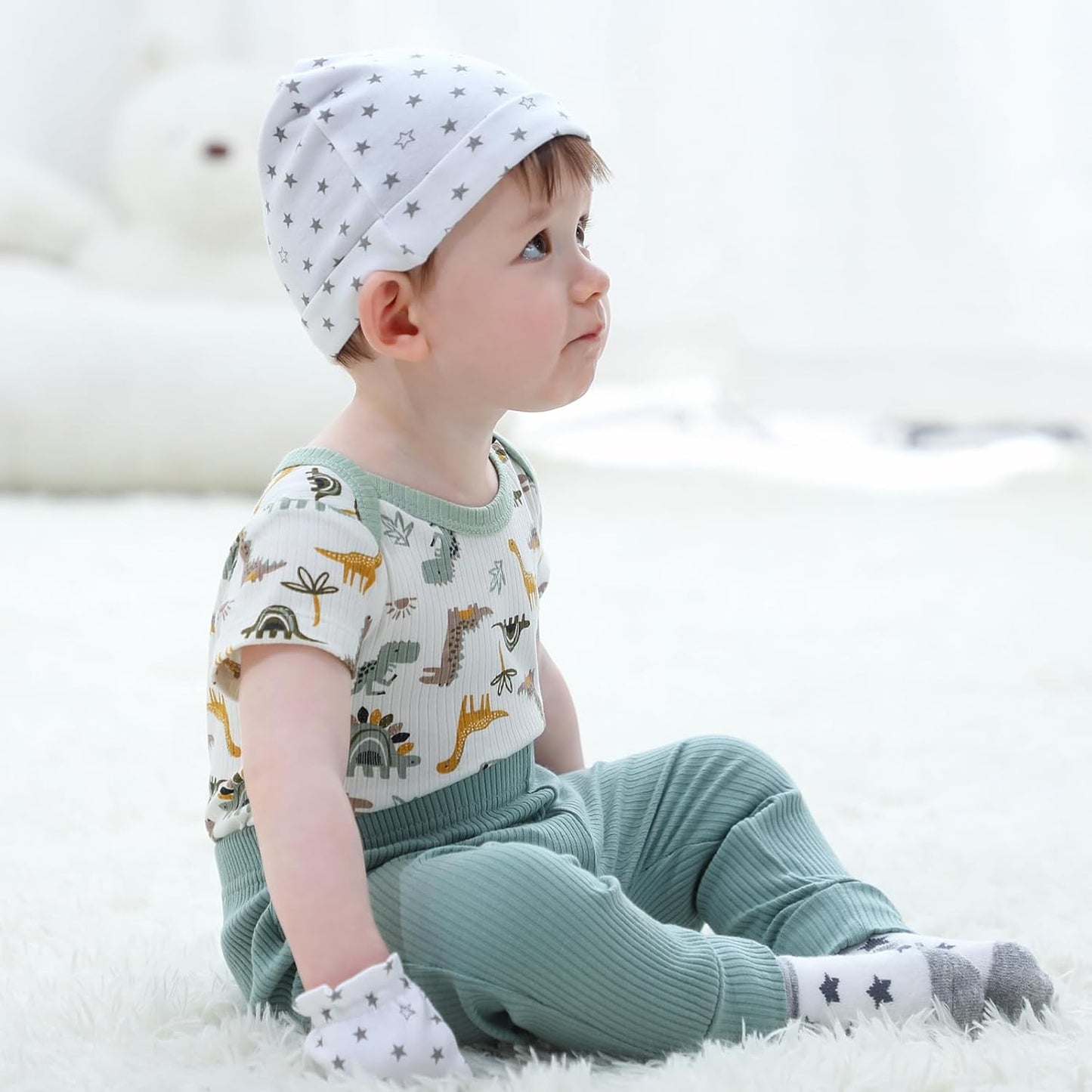 Baby Bodysuit and Pant Set 6-pcs Ribbed Soft Infant Boy Girl Clothes Outfits