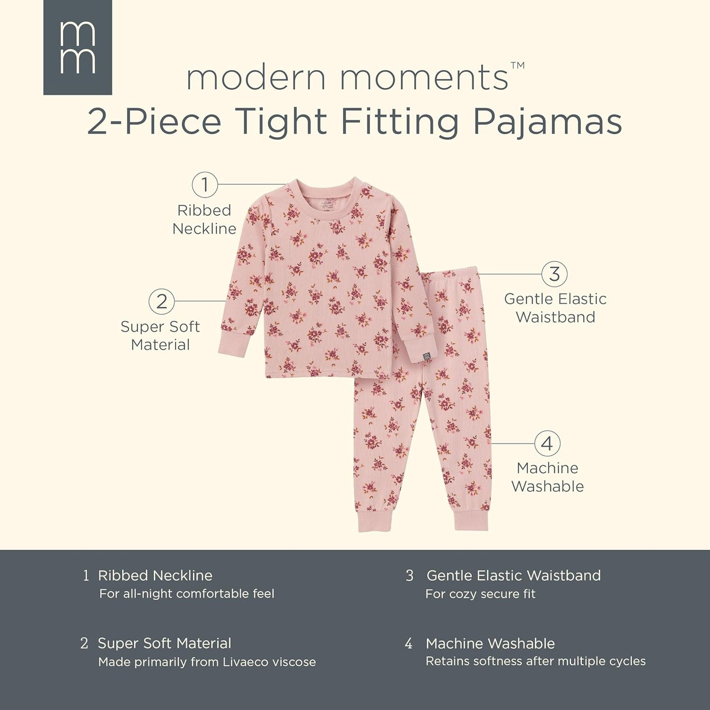 Modern Moments by Gerber Baby and Toddler Hacci Snug Fit 2-Piece Pajama Set