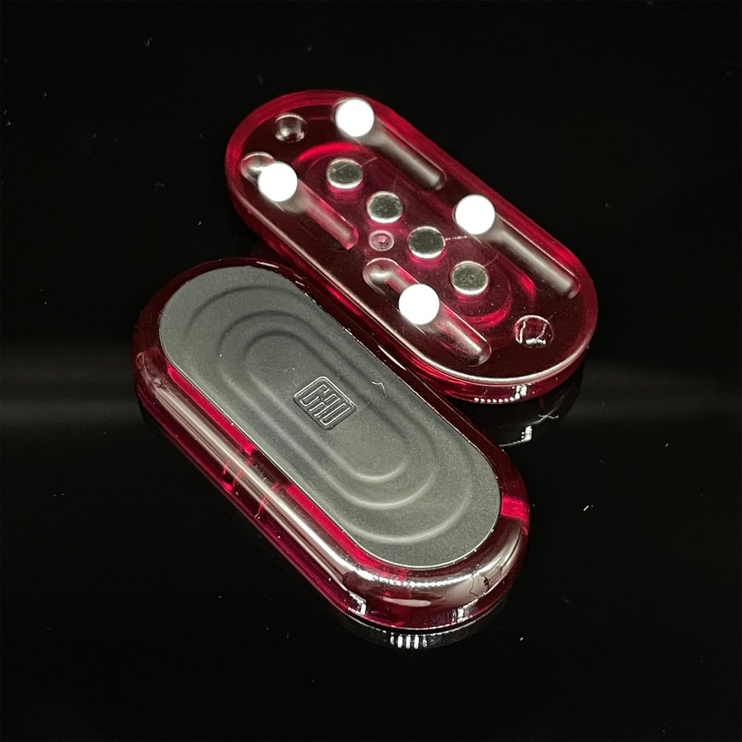 Transparent PC Push Game Haptic Slider EDC Fidget Clicker Adult Plastic Fidget Toys ADHD Tool Anti-Anxiety Office Desk Toys Adult Stress Relief Toys (Red)