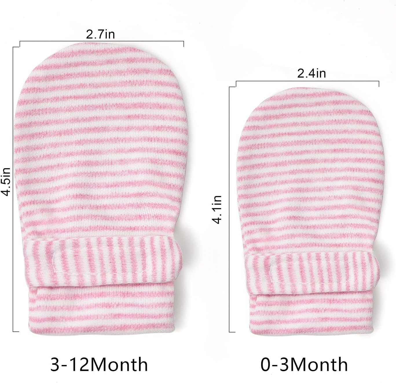 Newborn Baby No Scratch Mittens Stay On, 100% Cotton Breathable, Adjustable Infant Gloves for Baby Boys Girls Mittens