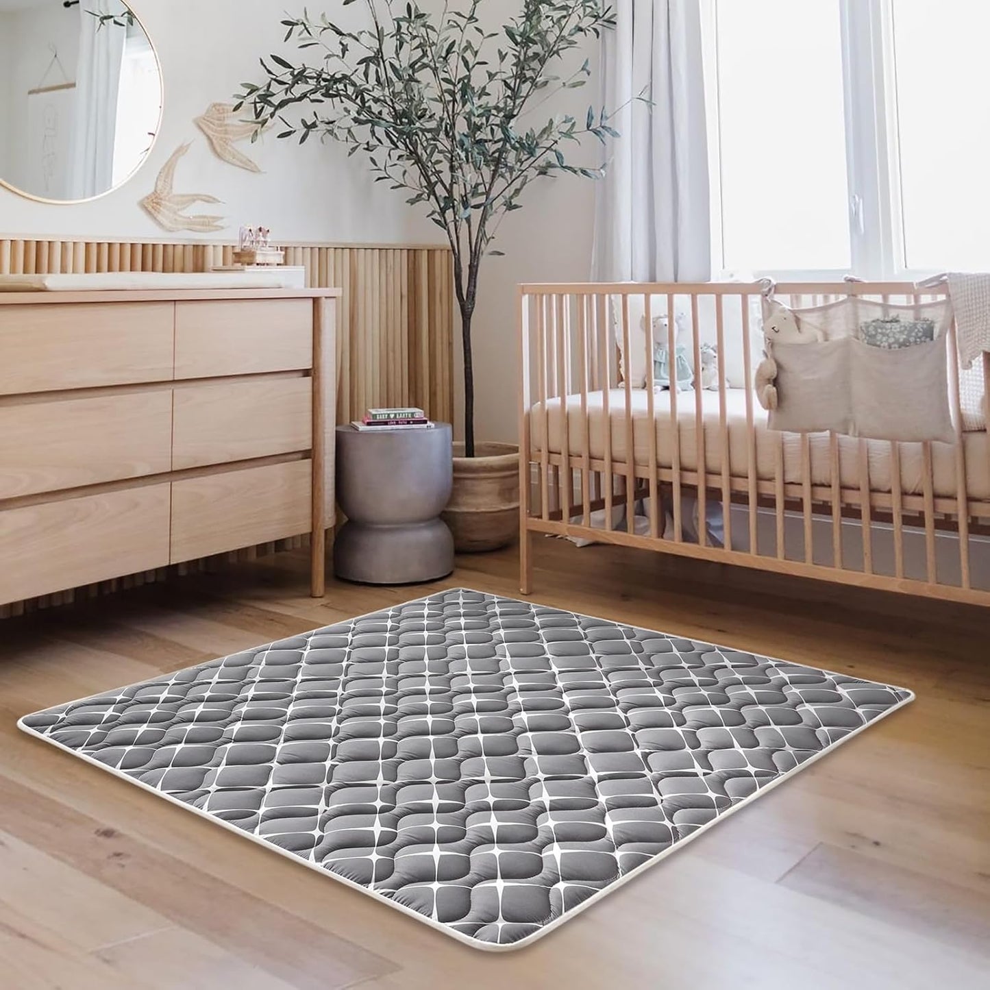 Vibe Bear High-Density Foam Baby Play Mat, 59x59 Inches Thicken One-Piece Comfortable and Soft Baby Playmat, Non Slip Washable Floor Mat for Infants, Toddlers