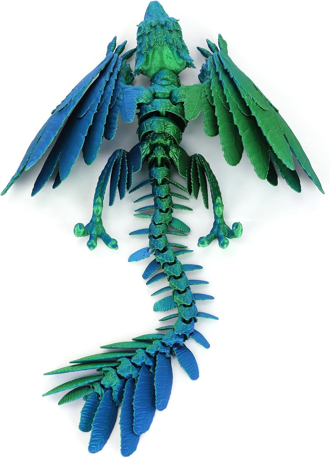 12" 3D Printed Animals,Feathered Wyvern Dragon 3D Printed Dragon with Wings, Adjustable Wings Articulated Dragon, Crystal Dragon Fidget Toy Surprise