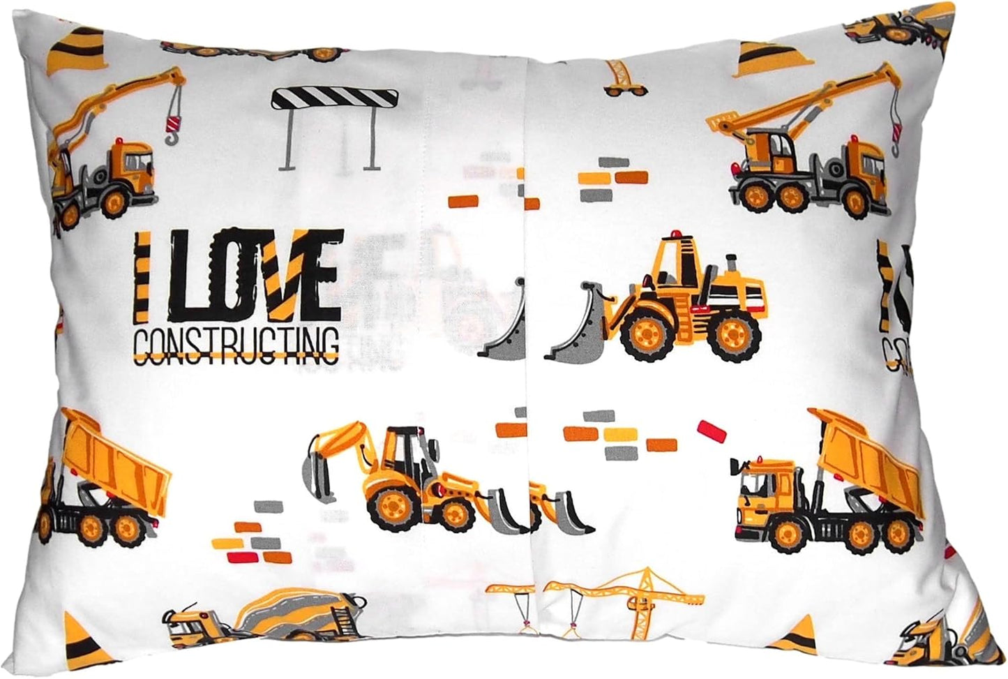Toddler Pillowcase 13 x 18 Cotton - Toddler Pillow Cases for Travel, Truck Tractor Pillows for Boys - The Little Builder