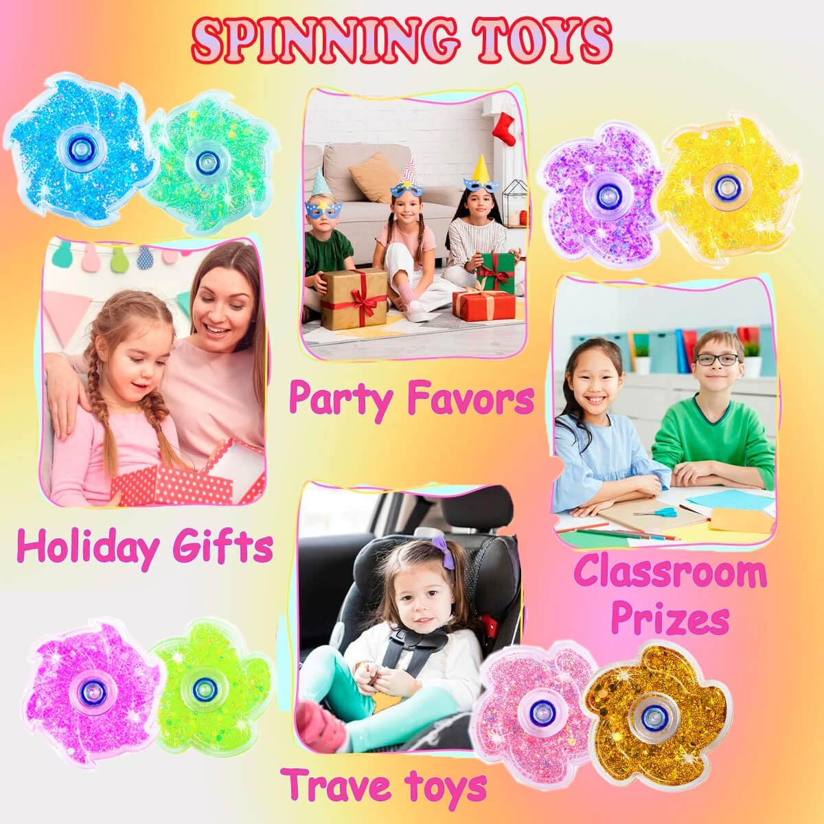 Fidget Spinners 8 Pcs for Kids and Adults Stress Relief Sensory Toys for Boys and Girls Fingertip Gyros for ADHD Autism for Kids Gifts (Fidget Toy 8pcs)