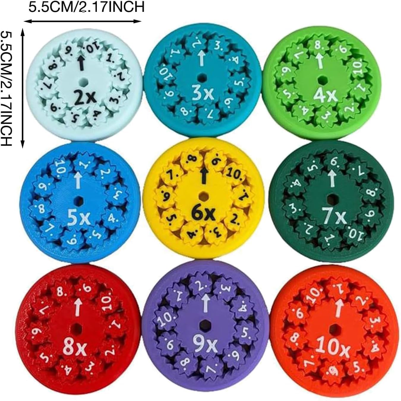 Math Fact Fidget Spinner, Dual Function for Division & Multiplication, Ideal for Classroom and Home Use-9PCS