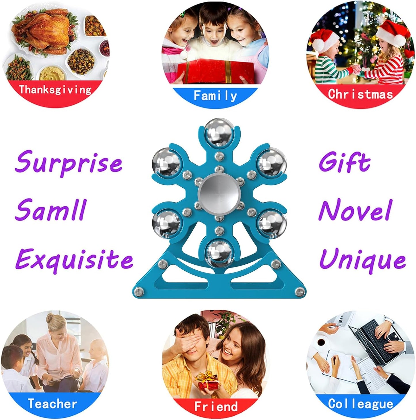 Desk-Fidget-Toys Ferris-Wheels-Spinner: Metal Kinetic-Fidget-Spinner 4mins, EDC-Toy Cool-Gadgets for School Office Christmas, ADHD Tools Gift Cool-Stuff Stress Relief Gift for Kid Children Teen Adult