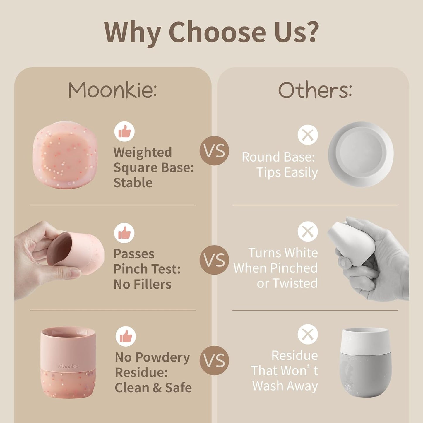 Moonkie Silicone Baby Cups 4 Months+ | Open Training Drinkware for Infants with Confetti Sprinkles | Baby-Led Weaning Essential | 2 oz (Blush/Soft Lilac, 2 Pack)