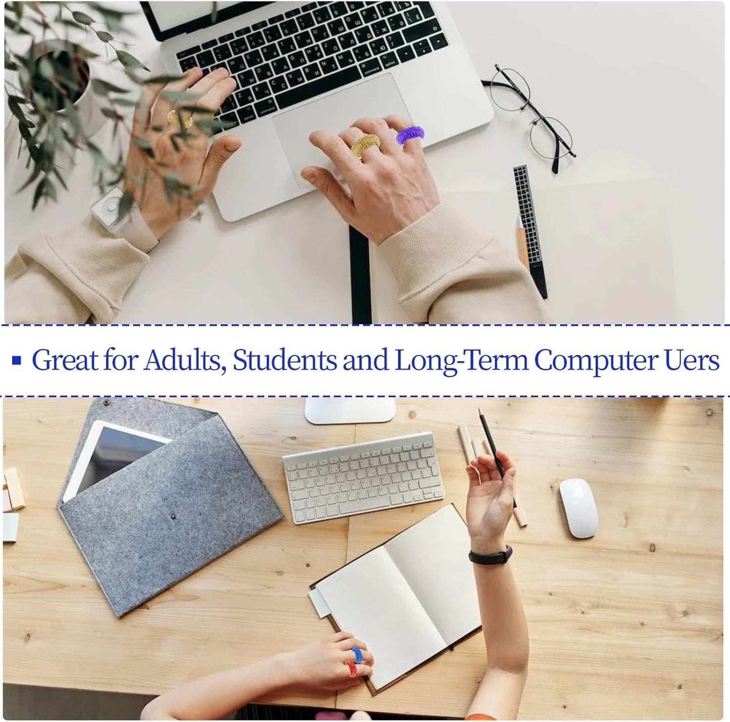 10 Pcs Acupressure Rings Fidget Toy Trichotillomania Fidget Toys Silent Fidget Toys Acupressure Rings Sensory Ring Stress Relief Rings Sensory Finger Rings for Adults Silent Stress Reducer