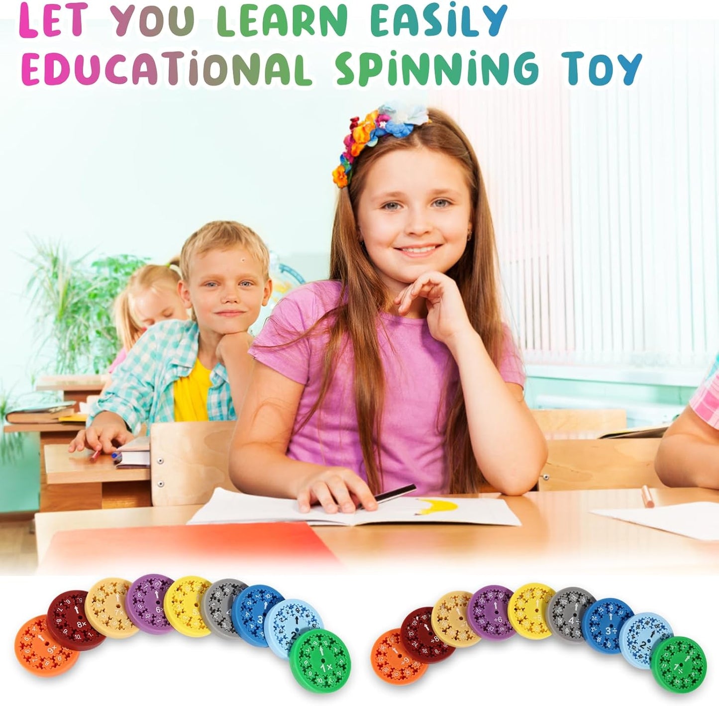 MerryXD Math Fidget Spinners,Smooth Spinning Interactive Learning Toy for Kids Fun Math Games to Relieve Stress Multiplication & Division Math Facts Fidget Spinners