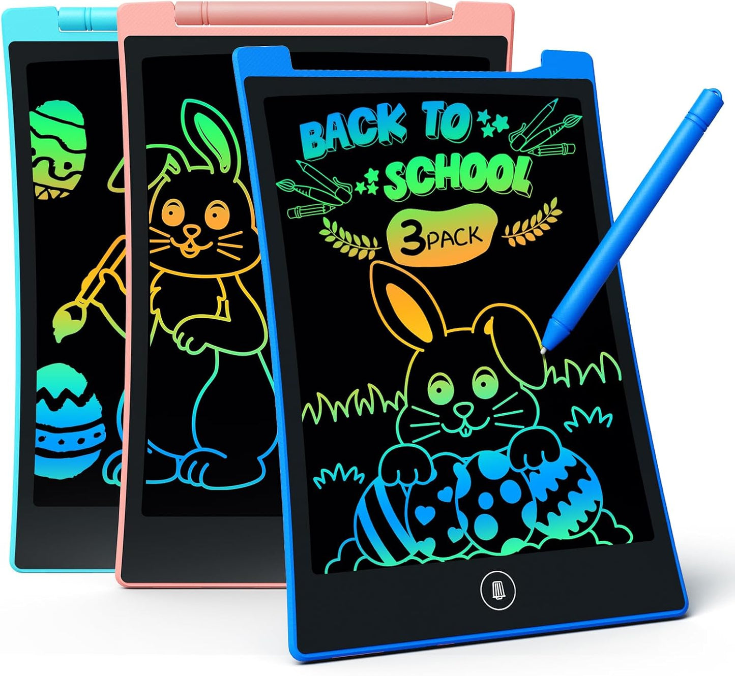 KOKODI Kids Toys 3 Pack LCD Writing Tablet, Colorful Toddler Drawing Pad Doodle Board Erasable, Educational Learning Toys Birthday Gifts for Boys Girls Age 3 4 5 6 7 8, Blue & Pink & Green