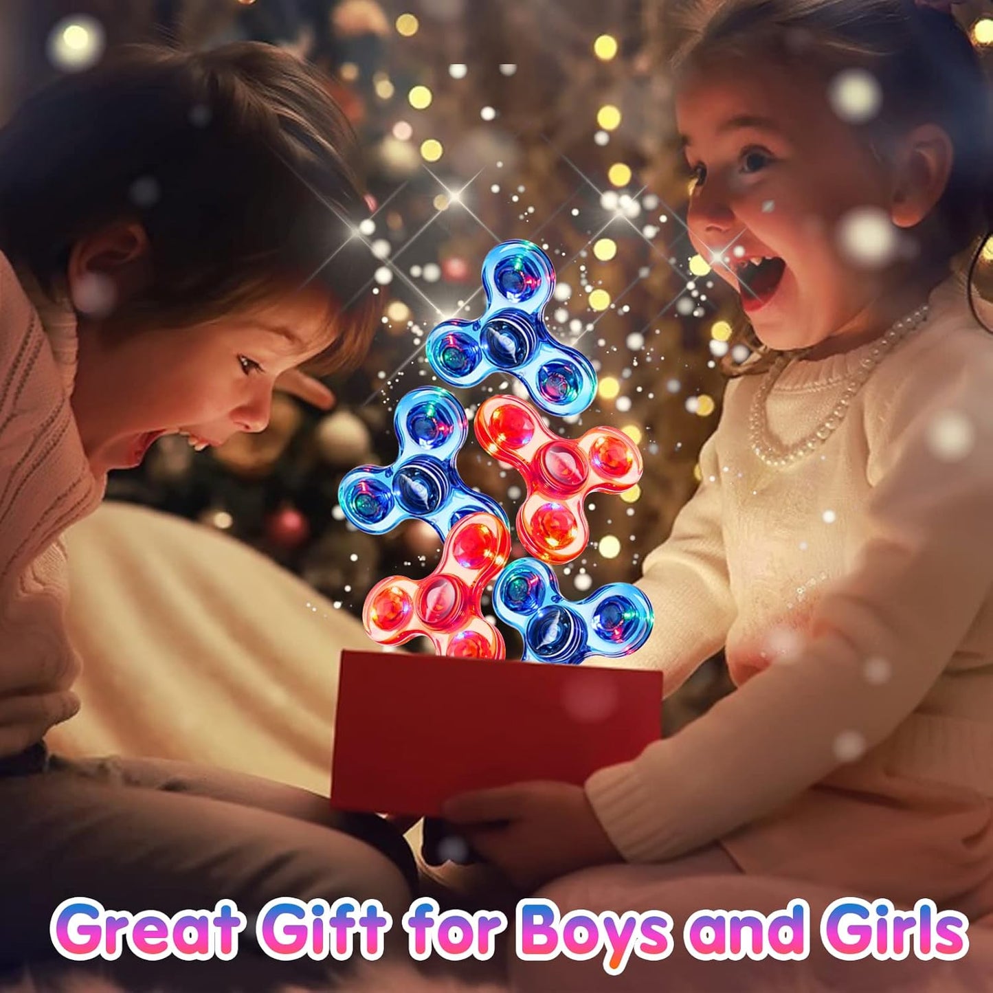 Gigilli Fidget Spinners 2 Pack, LED Light up Sensory Fidget Toys for Kids Adults, Glow in The Dark Fidget Toys for Teens Boys Girls Classroom Prizes for Kids 4-8-12, ADHD Stress Anxiety Relief Fidgets