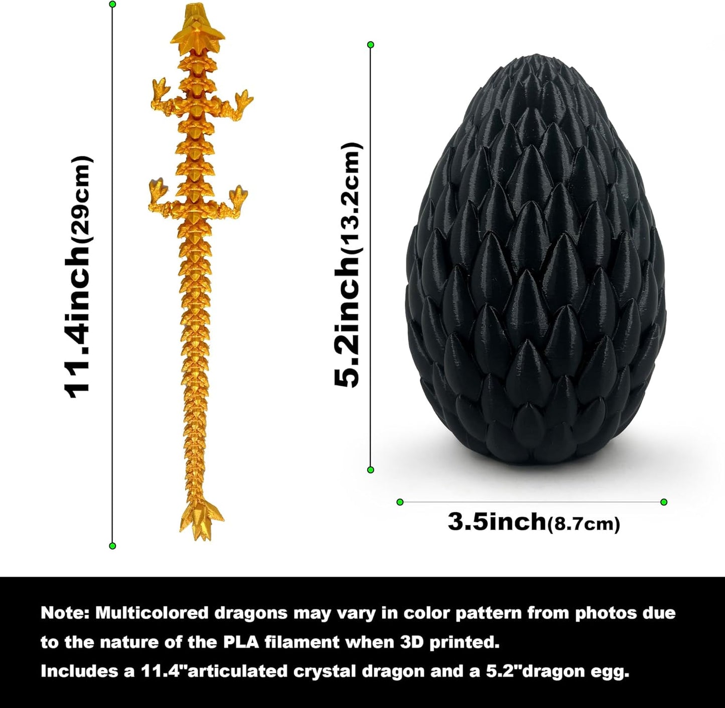 3D Printed Dragon in Egg,Full Articulated Dragon Dragon with Dragon Egg,Flexible Joints Suitable for Administrative Desk (Black)