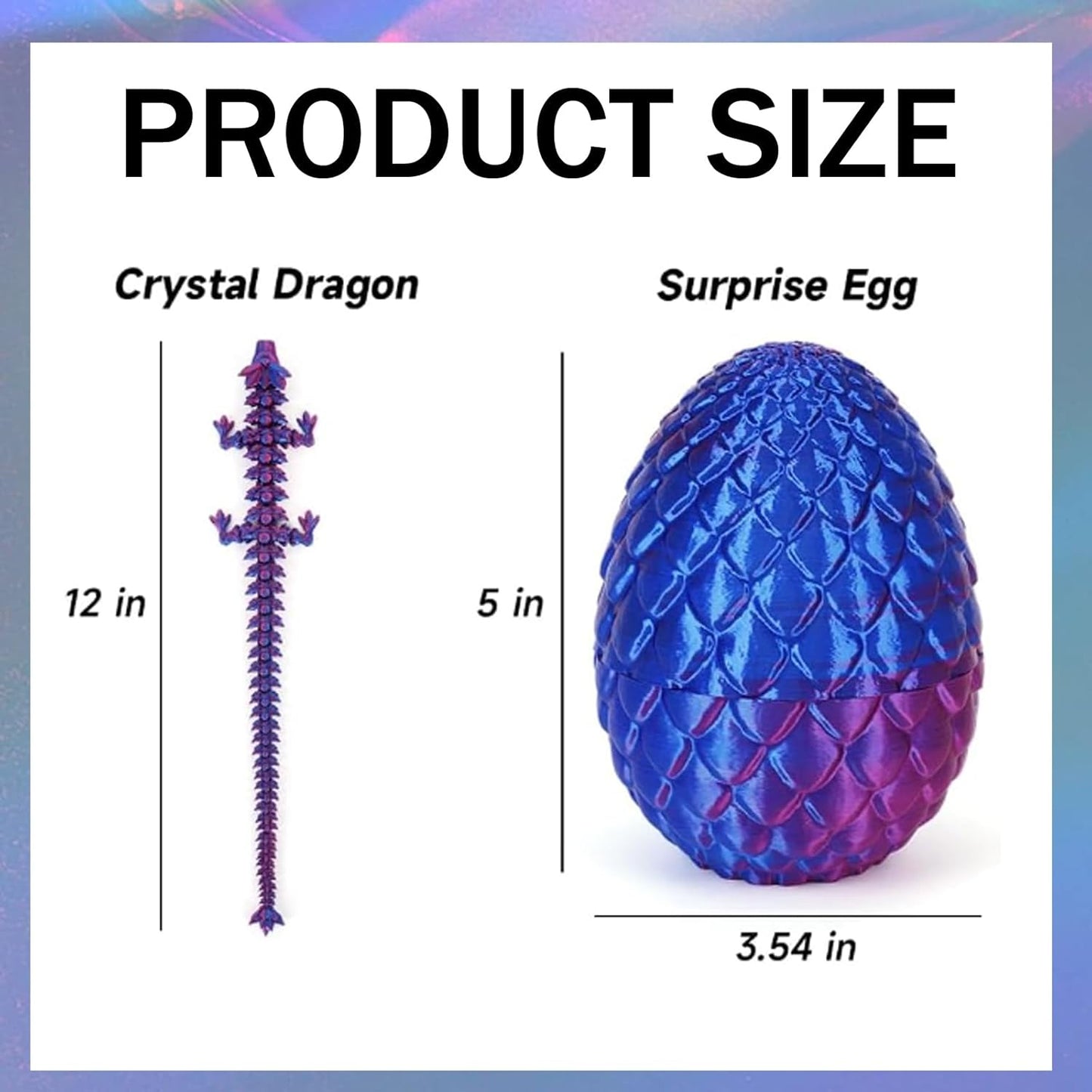 Easter Eggs Gifts for Kids, 3D Printed Dragon in Egg Easter Basket Stuffers Easter Toys for Kids Crystal Dragon Fidget Toys Prefilled Easter Eggs