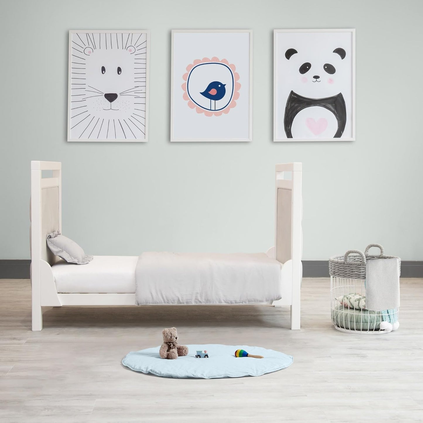 Byrd & Blume Round Baby Play Mat, Organic Cotton Soft Padded Nursery Floor Mat, Safe Hypoallergenic Baby Mat, Reversible, Foldable, Portable Infant Tummy Time Mat Fits Tents & Playpens (40"x40") Blue