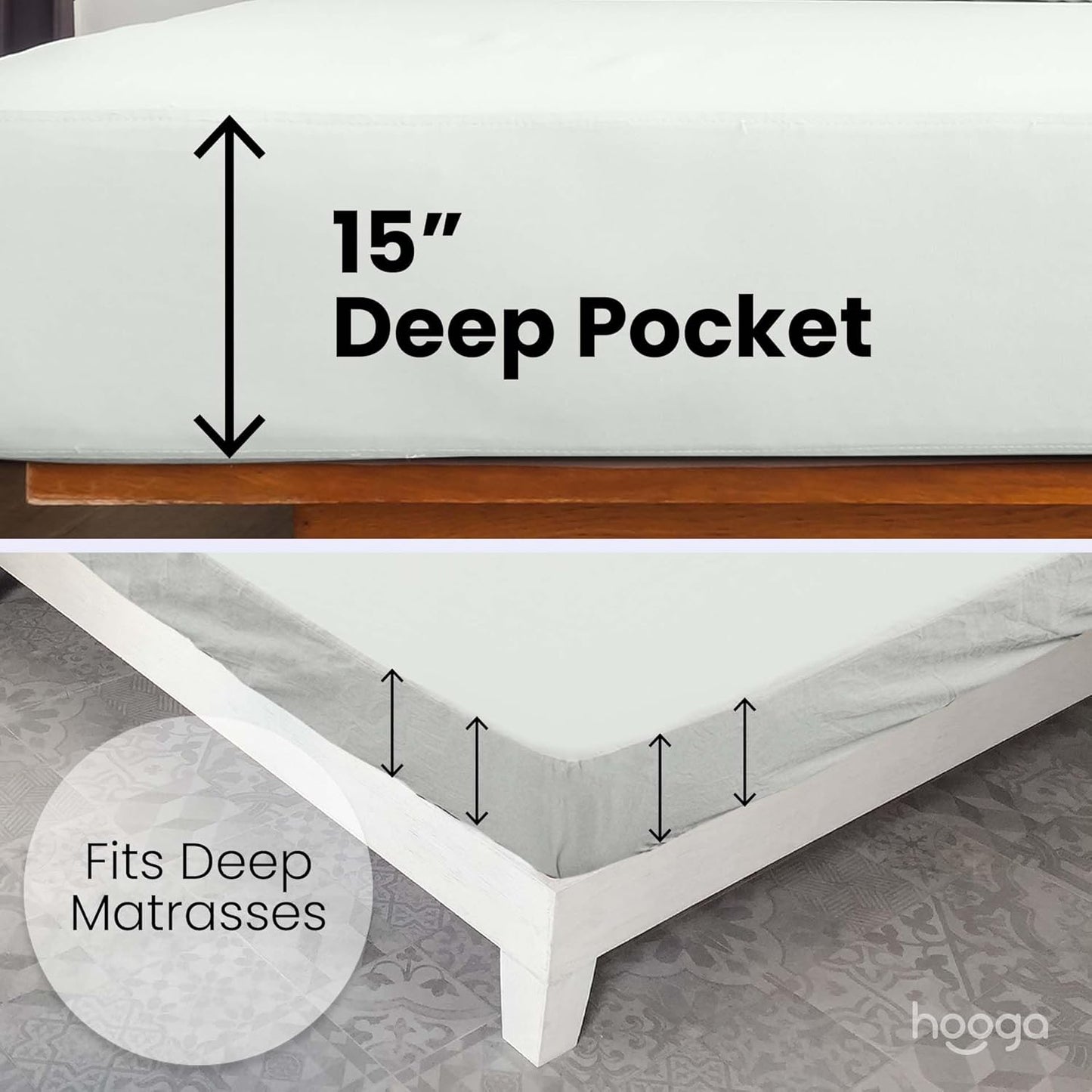 Hooga Grounding Sheet, Organic Fitted Grounded Sheet for Improved Sleep, Pain Relief - Earth Connected Bedding 78βx80βx15β King Size, Pure Silver Fiber and Cotton, Grounding Cord Included. Off White