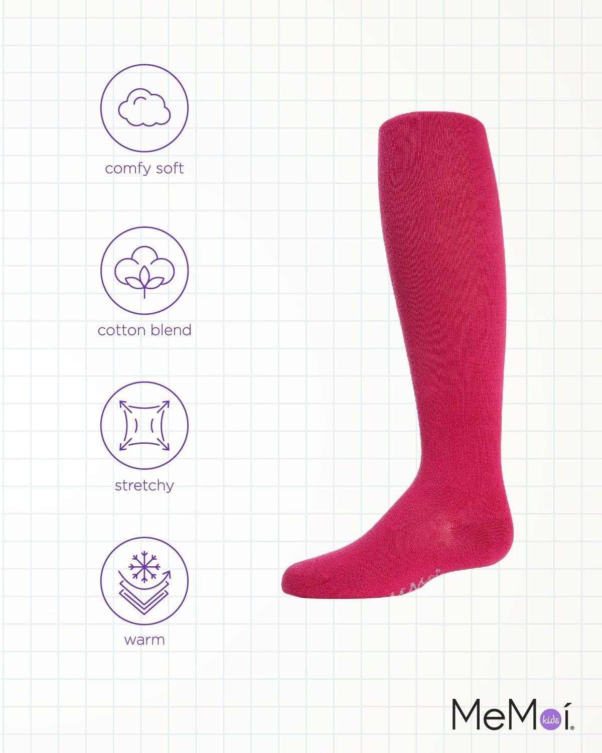 MeMoi Soft Pima Cotton Tights for Girls, Soft and Lightweight Opaque Tights for girls - Sizes 8 to 16