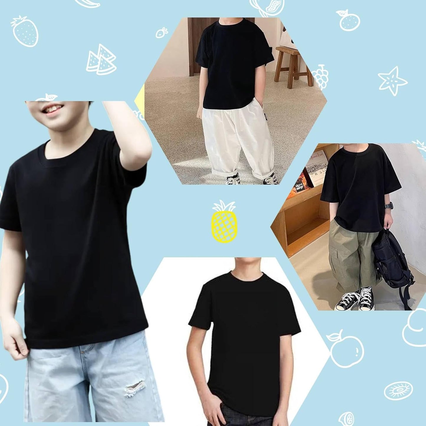 4 Pack Toddler Blank Sublimation T-Shirt,Modal Crew Neck Short Sleeve, T-Shirt for Kids Baby Children