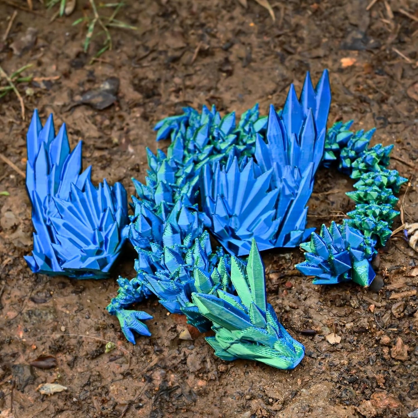 12inch Fly Dragon Egg, Year of The Dragon, 3D Printed Dragon, Executive Desk Toys, Articulated Dragon, Fidget Toys Gifts for Graduates Students Teachers Adults (Green&Blue)