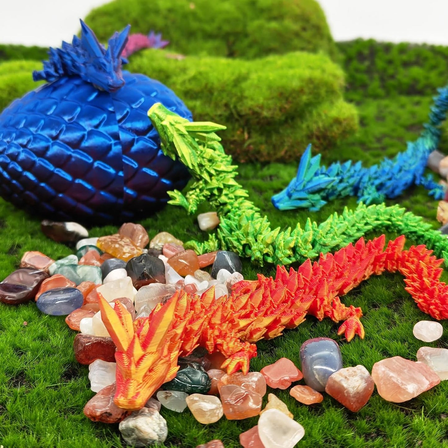 3D Printed Dragon Egg, 3D Printed Articulated Dragon Eggs with Dragon Inside, Crystal Dragon Fidget Toy, Adults Fidget Toys, Mystery Dragon Egg for Autism and ADHD(Laser Yellow Green Mini)