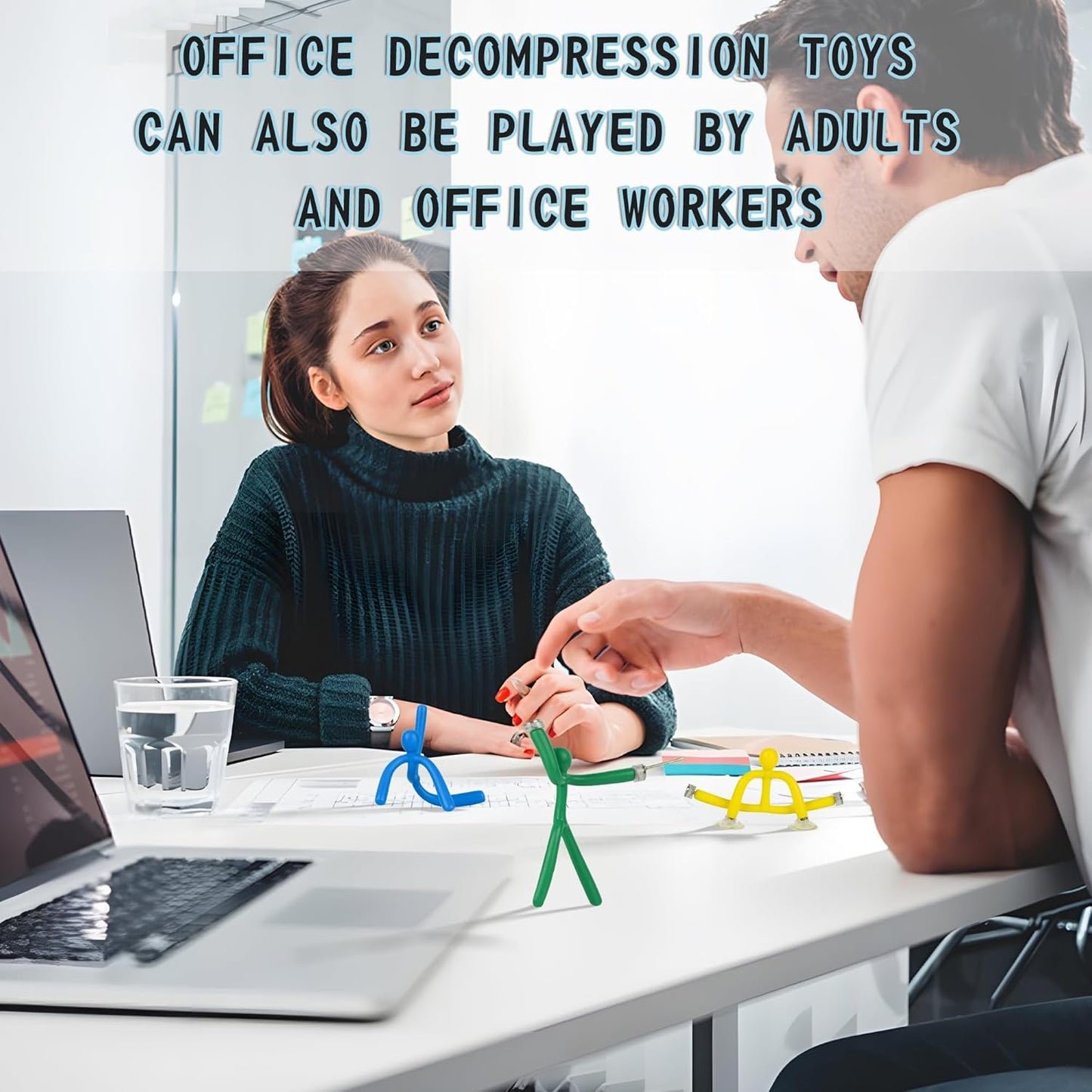 Funny Magnetic Men Toy Sets, Novelty Fidget Toys for Kids Adults, Colorful Shape-Changing Suction Cup Toys, Multipurpose Toys for Stress Relief, Travel, Office Desk, Fridge (Yellow)