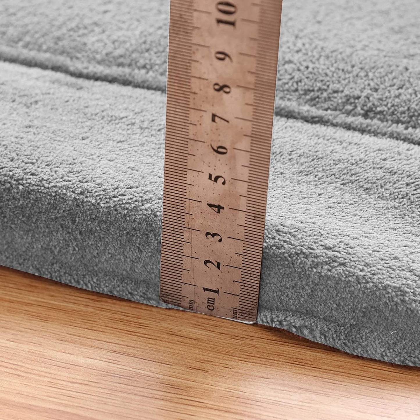 MAXYOYO Grey Coral Velvet Area Rug, Thick Japanese Tatami Mat Living Room Carpet with Non-Slip Backing, Large Solid Color Mat for Bedroom Dormitory Yoga, 78 by 78 inch