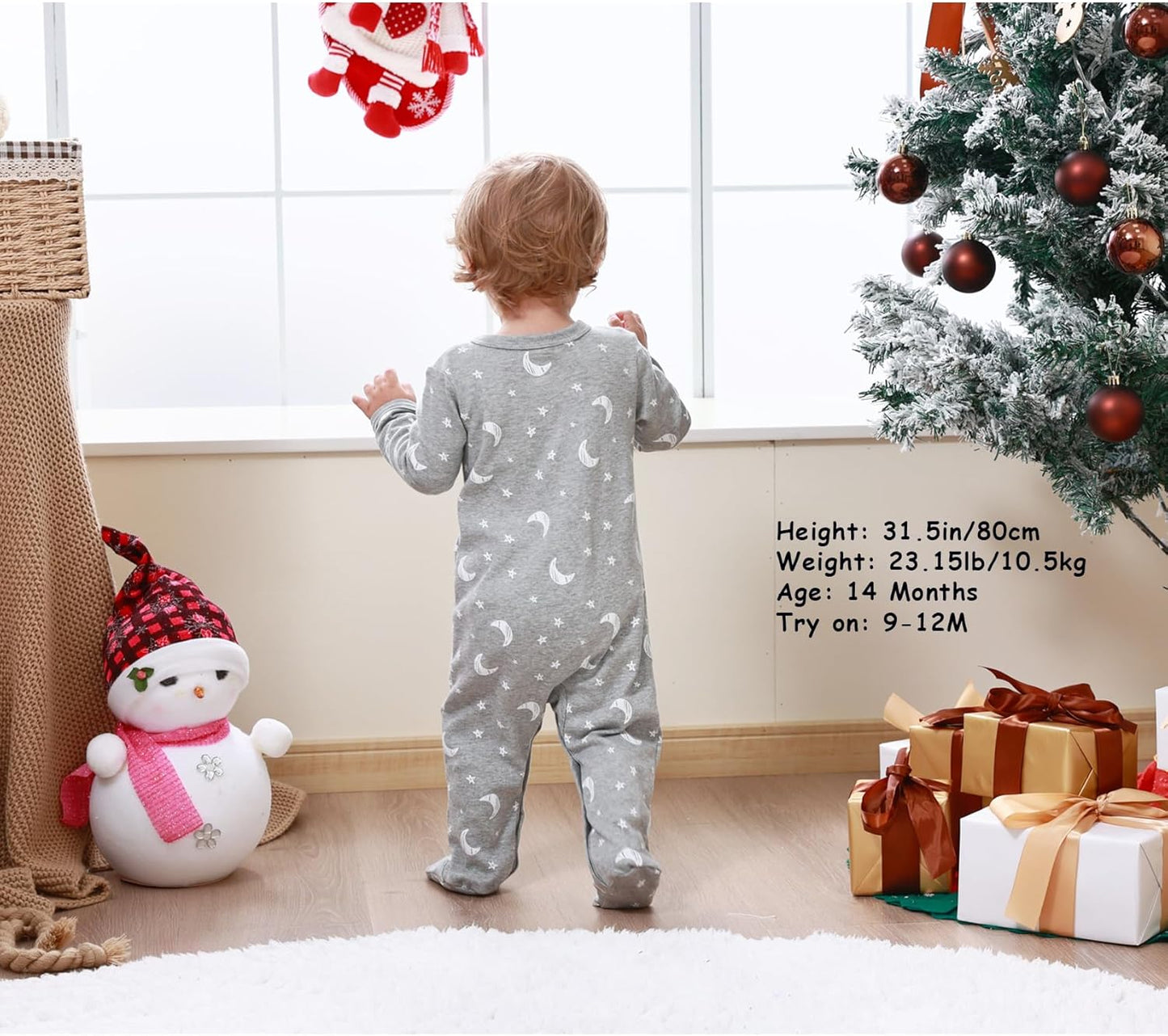 Baby Boys Girls Cotton Footies Multi Pack Long Sleeve Baby Footed One-Piece Jumpsuit Multi Pack