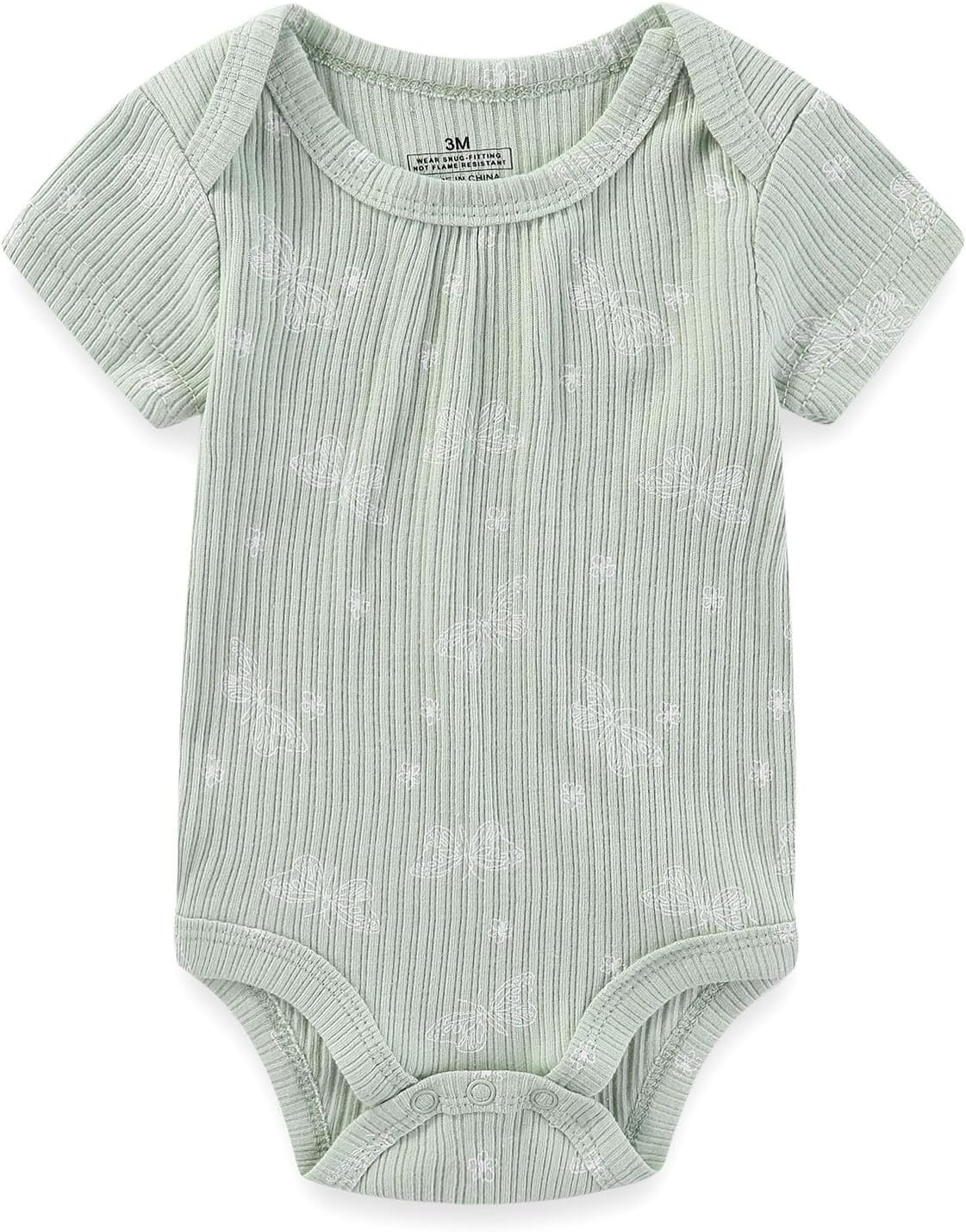 Baby Bodysuit 6 Pack Soft Mixed Ribbed Short Sleeve Romper Infant Boy Girl Clothes Set