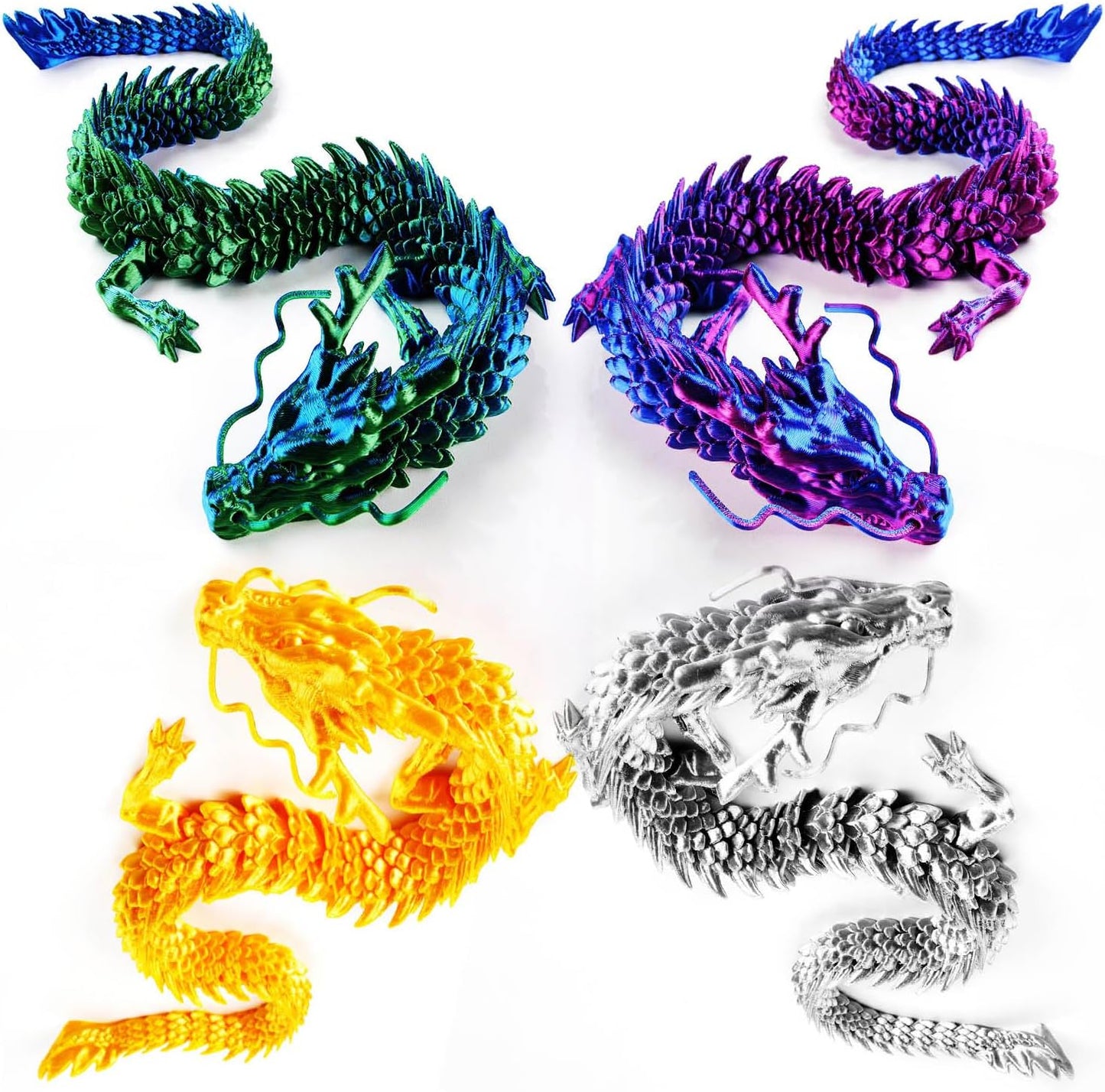 3D Printed Dragon - Articulated and Posable Toy for Car Decoration - Strikingly Realistic Dragon Crystal Figure Gifts (Laser Green)