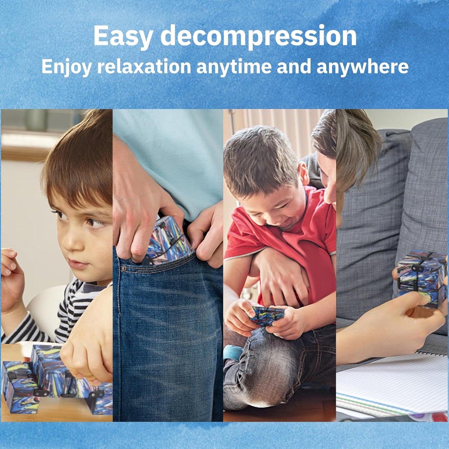 Fidget Infinity Cool Cube Toys: Hand Held Magic Cube Cool Stuff Gadgets Things Unique Birthday Gifts Boys Girls Kids Adults Anxiety Stress Relief Sensory Toy Christmas Stocking Stuff Gifts Toys