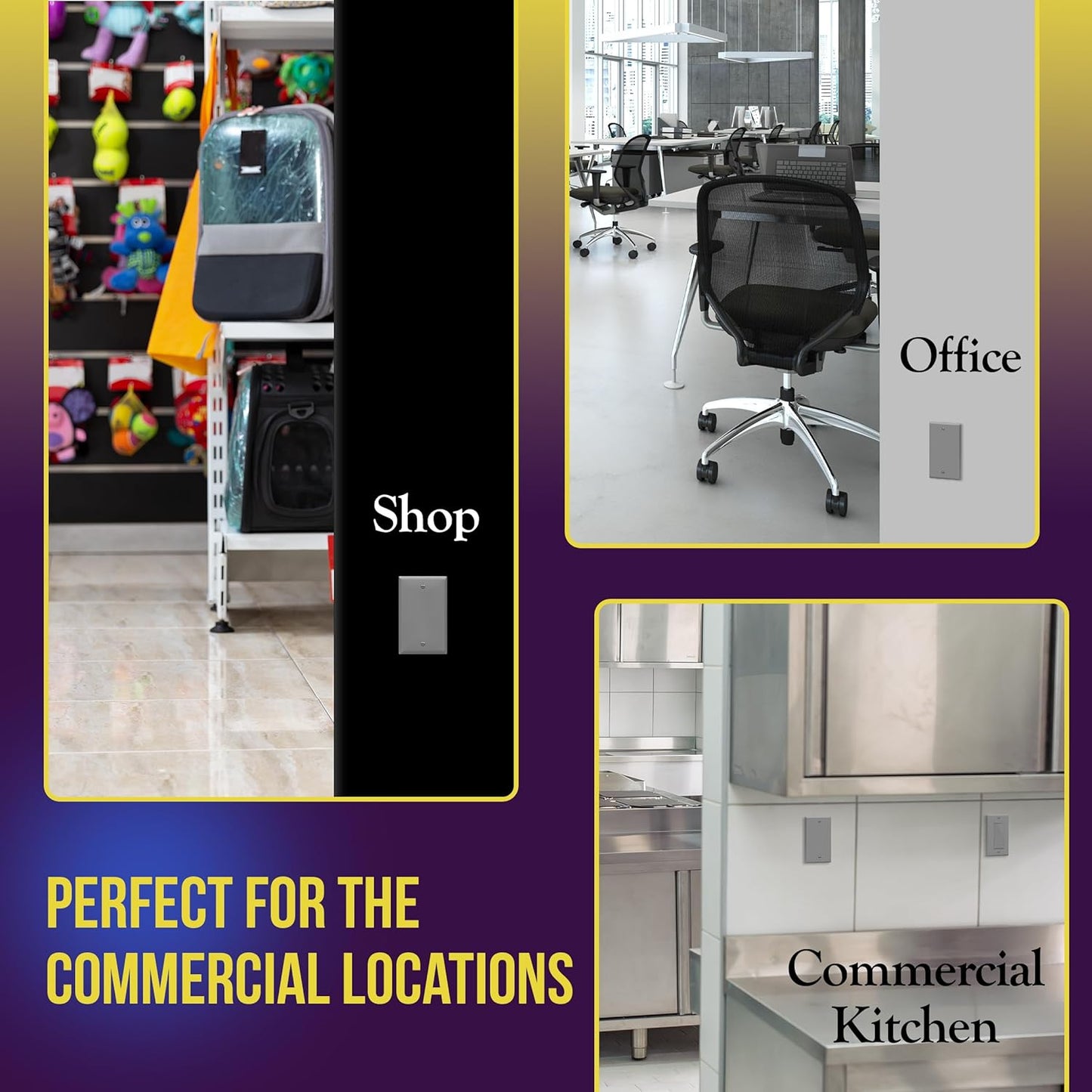 ENERLITES 8801-GR Blank Cover Wall Plate, Size 1-Gang 4.50" x 2.76", Polycarbonate Thermoplastic, 8801-GY, Gray, Screw