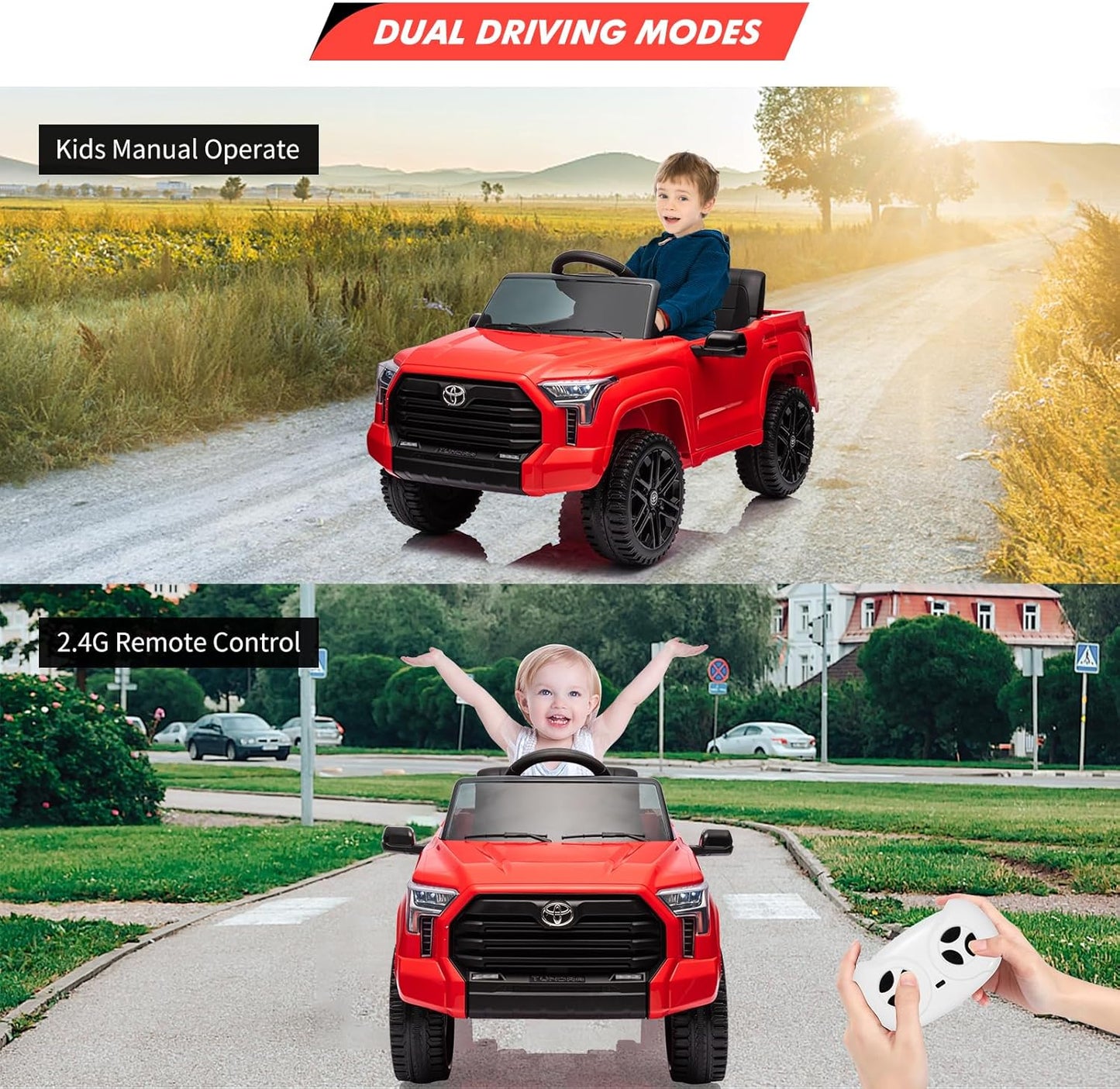 Electric Car for Kids, Licensed Toyota Tundra 12V Electric Truck, Off-Road Kids Car w/Remote, Spring Suspension & 3 Speeds, LED Headlights, Ride-On Toys for Boys/Girls