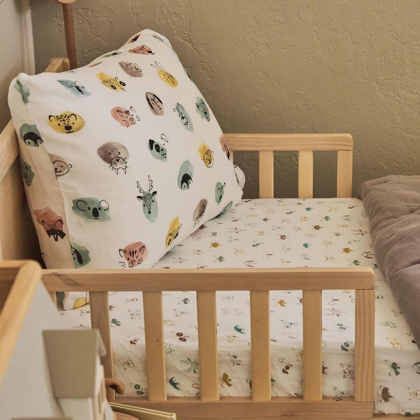 Little Unicorn Standard Pillowcase 2 Pack | Super Soft & Breathable Muslin Fabric | Snug Envelope Closure (Watercolor Critters)